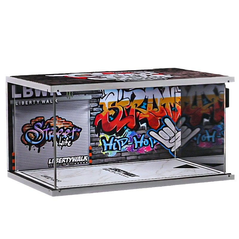 32停车场模型场景亚克力防尘罩汽车手办展示盒收纳盒灯光车库收藏