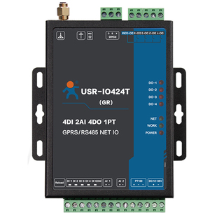 4路网络IO控制器远程继电器RS485转cat1/以太网/wifi模块控制开关量模拟量输入输出有人物联网IO424T