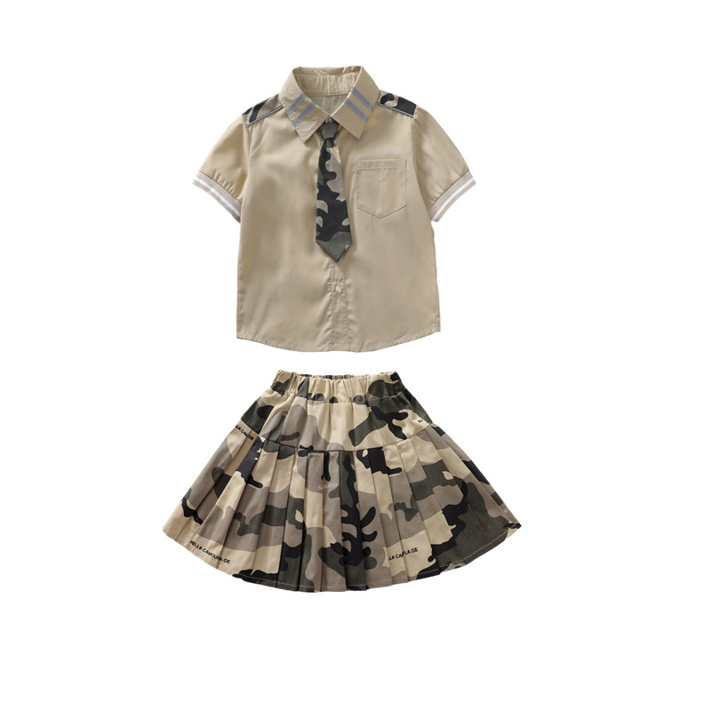 儿童夏令营迷彩服演出服夏季短袖军训运动中小学生活动服园服班服