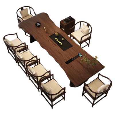 实木大板茶桌椅组合中式茶台