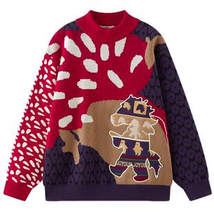 【新年系列】MQD童装男童毛衣针织衫25冬新款儿童红色半高领上衣