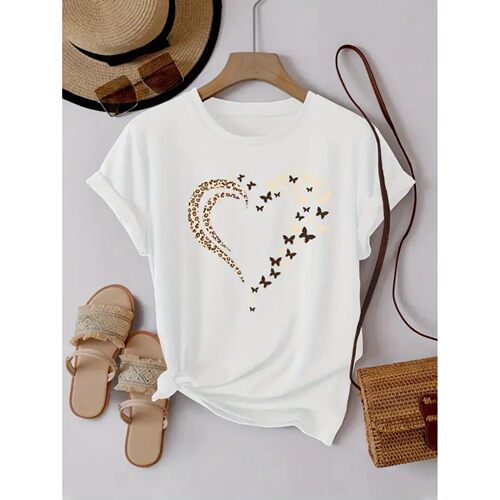 J 72405 Crew Neck Heart Print T-Shirt 心形图案T恤 跨境