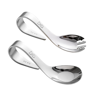 宝宝自主进食训练叉勺316不锈钢儿童婴儿学吃饭专用辅食勺子餐具