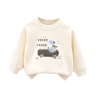 儿童男孩加绒卫衣秋冬装新款小童宝宝洋气保暖打底衫男童加厚上衣