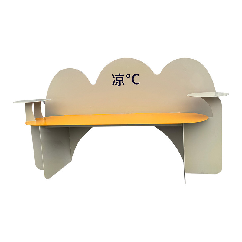 奶黄云朵造型带桌板公园椅网红椅
