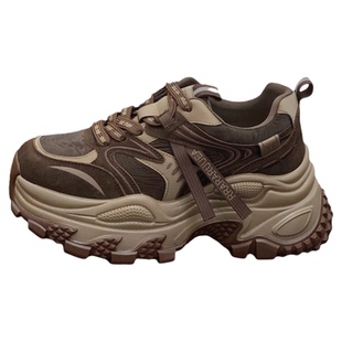 复古高级感厚底增高6CM真皮老爹鞋女2026年春秋新款小个子运动鞋