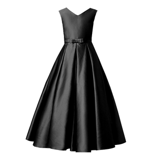 女童公主裙儿童黑色小提琴演奏服中大童节目主持礼服高档缎面长裙