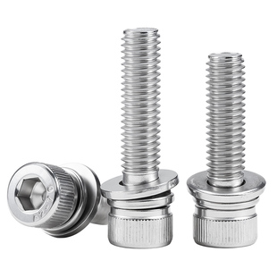 304不锈钢杯头内六角螺丝套装316圆柱头螺栓垫片三组合M3M4M5M6M8