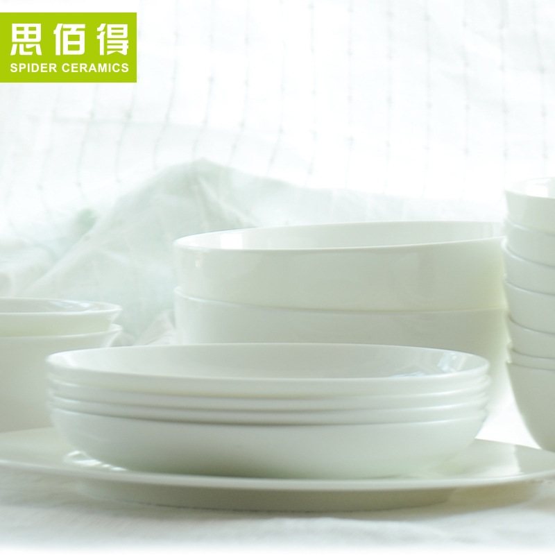 纯白骨瓷餐具骨瓷碗盘碟骨瓷汤锅山家用面碗盘唐搭配饭碗汤盆菜