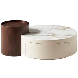 全友家居现代简约高矮茶几组合客厅家用小户型玻璃圆形沙发小边几