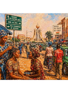 非洲街头油画装饰画无框画艺术民宿客厅复古挂画african wall art