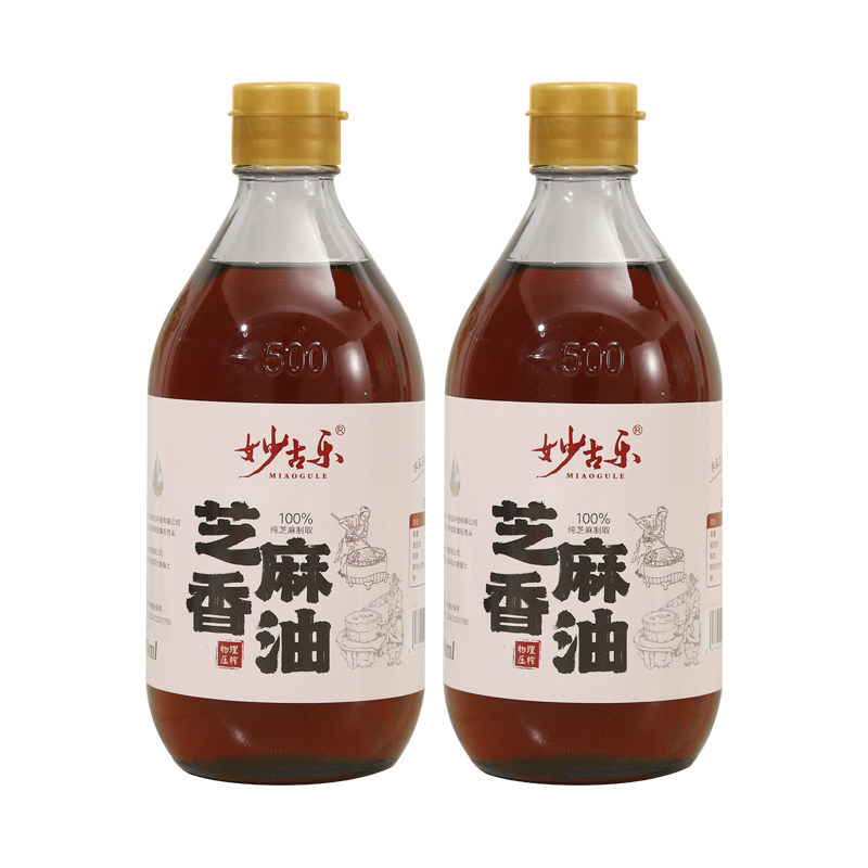 妙古乐纯芝麻香油500ml无勾兑香油月子油火锅蘸料拌菜家用