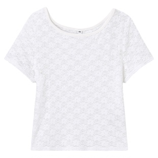 GU极优 女装蕾丝T恤短款修身短袖休闲百搭2026年夏季新品 B359970