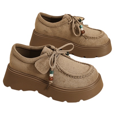 达芙妮德比鞋串珠厚底休闲百搭