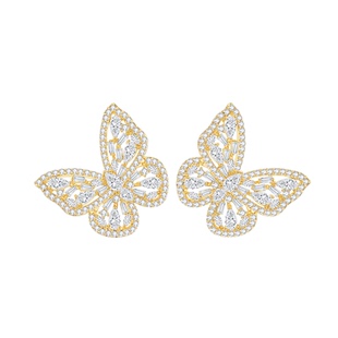 EAUFLORA蝴蝶耳环秋冬2025新款高级小众设计感纯银针耳钉耳饰礼物