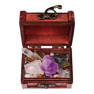 天然化石标本宝藏盒弓石燕菊石斑彩螺蝾螺趣味矿石礼物儿童玩具