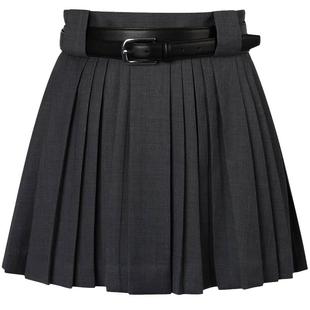 CALVINLUO 双圈腰带气质百褶裙春夏短裙A字半身裙