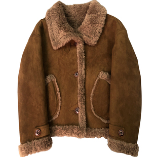 轻奢两面穿短款羊剪绒皮草大衣女式冬加厚皮毛一体小个子羊毛外套