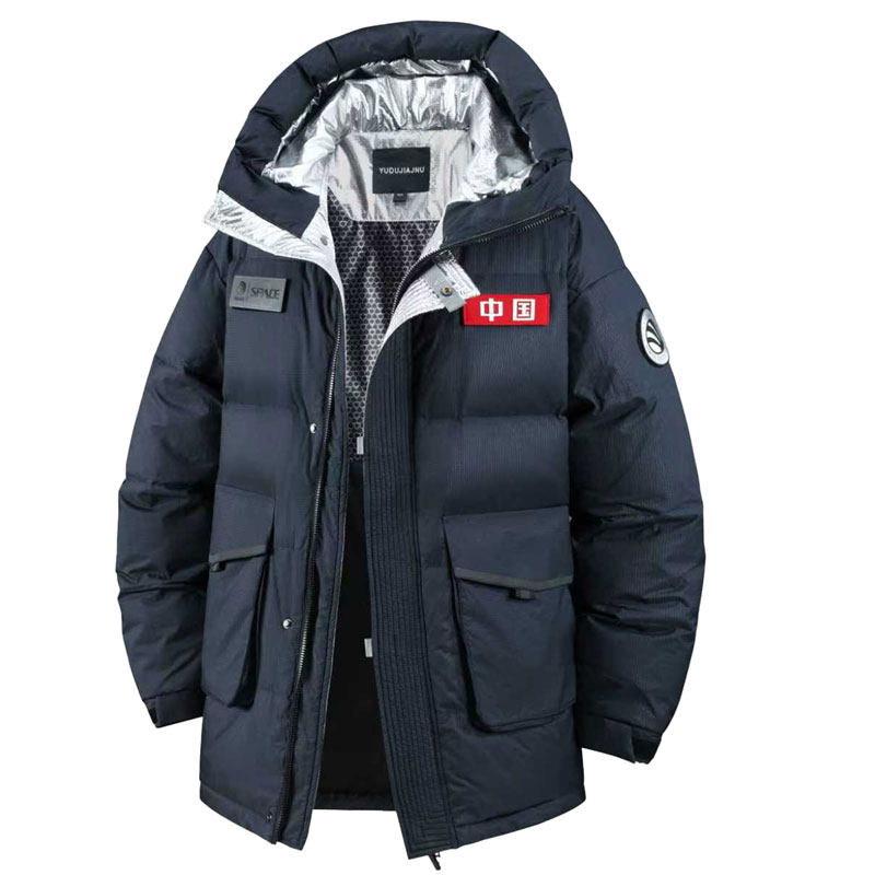 国潮羽绒服男加肥加大外套中长款