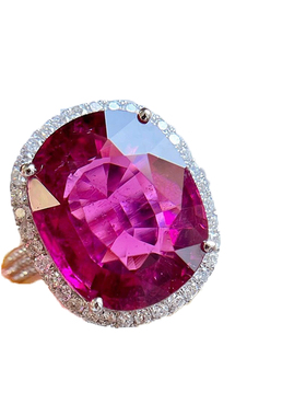 2024新款红碧玺戒指女镀s925银镶嵌精致奢华大方时尚贵气开口指环