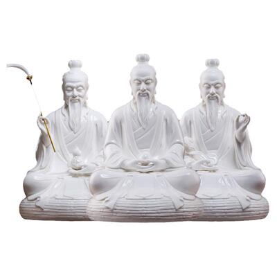 戴玉堂陶瓷坐蒲团道家三清祖师家用供奉太上老君像天尊神像摆件