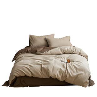 无印良品中古风全棉床上四件套2025新款高档床品纯棉床单被套床笠