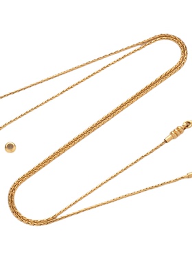 拧开穿天珠金色项链直穿玉石吊坠