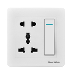 86型暗装英式多功能港式16A一开带五孔开关带指示灯插座面板多孔