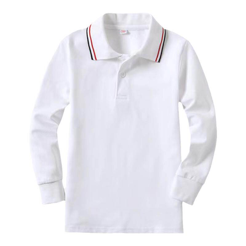 儿童白色polo衫中小学生校服长袖