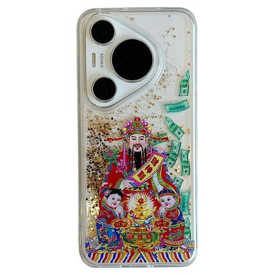 拓岚 适用华为mate70pro+新款手机壳国潮喜庆财神爷mate60/50/40pro解压金色流沙pura80/70/60pro透明防摔女