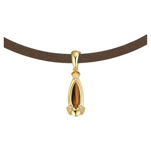 CINNLER 回溯系列红玛瑙/虎眼石拉丝纹925纯银麂皮绳项链新年礼物