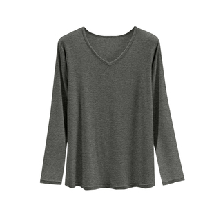 莫代尔长袖打底衫女春秋内搭V领修身洋气百搭鸡心领上衣2026新款