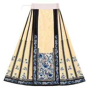 蝶影月华丨一城风絮丨中式复古重工三蓝绣花原创款马面半身裙