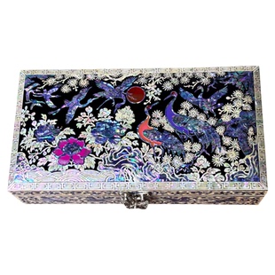 扬州非遗漆器螺钿镶嵌首饰盒满贝贝底首饰盒生日礼物图案精美