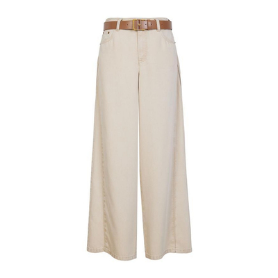 婉甸2026夏季新品奶茶米天丝阔腿裤女休闲高腰牛仔裤1252X02RS2