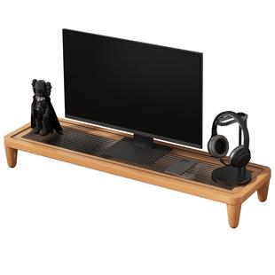 显示器增高架台式电脑加高支架办公室用实木桌面收纳置物架免安装