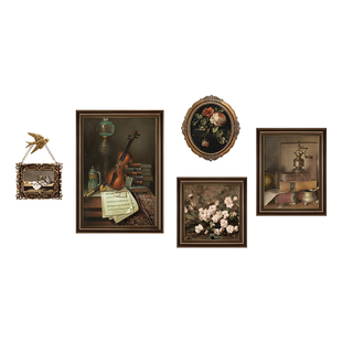 美式客厅装饰画沙发背景墙挂画法式复古油画高级感组合壁画中古风