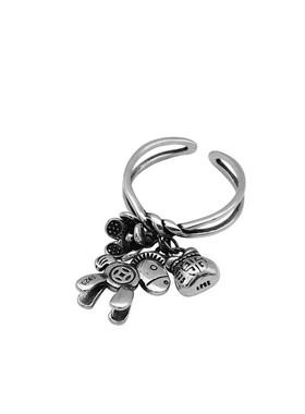 马上吊坠重工ins做旧开口戒指