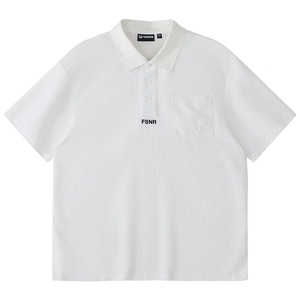 FILA FUSION斐乐潮牌翻领短袖POLO衫男2024秋新款宽松透气T恤上衣