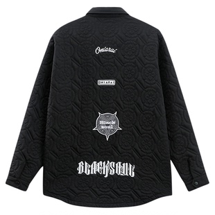 ONIARAI/鬼洗秋季黑白家徽贴标衬衫式棉服 B340128无性别男女款