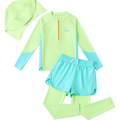 男童防晒泳衣带防晒帽