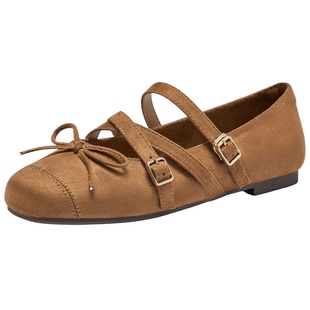 热风平底浅口单鞋女鞋2026年春季新款通勤百搭小皮鞋配裙子红鞋子