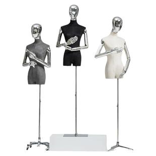 韩版高档服装店模特道具女麂皮绒半身人台模特架子全身人体展示架