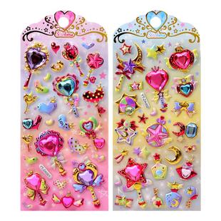 闪亮爱心钻石宝石贴纸儿童女孩独角兽烫金立体3d手机装饰小粘贴画