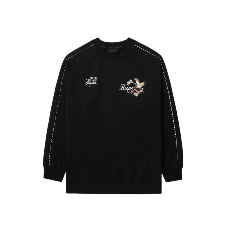 BAPEBLACK猿人刺绣圆领卫衣