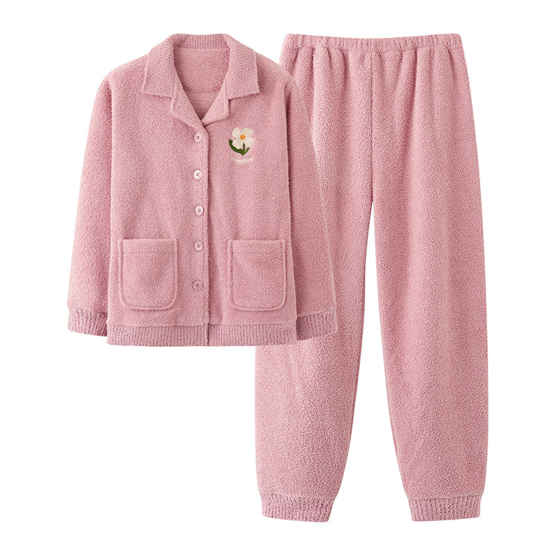 珊瑚绒睡衣女款冬长袖保暖家居服