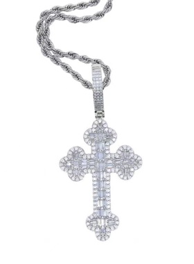 Mr.Bling情侣混镶方钻十字架吊坠