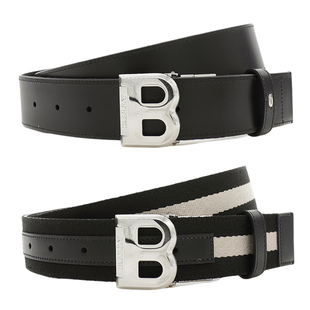 Bally/巴利 男士真皮帆布2面用时尚条纹休闲皮带 590577