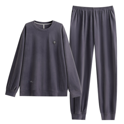 珊瑚绒睡衣男冬季加厚加绒秋冬款青少年男款春秋薄绒海岛绒家居服