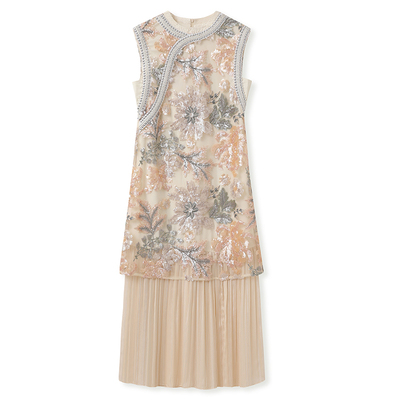 新中式高端重工刺绣改良旗袍长裙